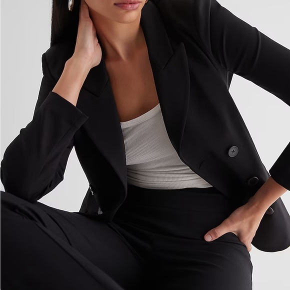 Club Monaco Single Button Black Wool Mohair Blend Minimalist Blazer Jacket Sz 6 - Picture 2 of 14